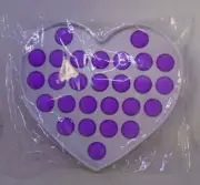 heart shaped push pop fidget toy with alphabet, purple