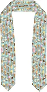 [SKKNT] Ice Cream And Waffle Pattern Print Graduation Shawl Stole For Academic Commencements Honor Sash Congratulations Gift