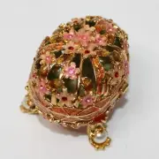 Versailles Egg Shaped Enamel Trinket & Small Jewelry Box with Flowers and Pearls