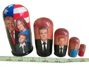 Donald Trump and Family Nesting Doll 5-pc Set/Wood/4.5" Tall/Russia/NEW!