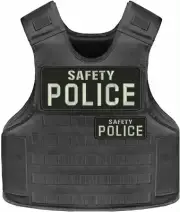 SAFETY POLICE embroidery patches 4X10 and 2x5 hook LETTERS SILVER