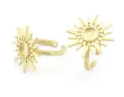 Sun Round Blank Ring Cabochon Base Blank Setting Adjustable Raw brass 6-9us 4715