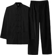 [ZooBoo] XIANGPAI Chinese Martial Arts Suit - Chinese Traditional Tang Suit Costume Kung Fu Uniforms Long Sleeve Jacket Suits Shirt and Pant Outfit Uniforms for Man - Pure Cotton