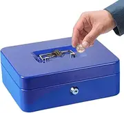 Bvizyelck Locking Cash Box, Sturdy Money Box with Secure Lock, Secure Locking Portable Metal Saving Organizer for Valuables Register Home Security Passport Business Document Storage
