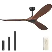 60'' Ceiling Fan No Light with Remote Control,Outdoor Ceiling Fan with DC Rev...