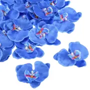 20Pcs 3.5" Artificial Silk Butterfly Orchid Flower Heads for DIY, Blue