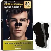 Blackhead Remover Pore Strips, Black Head Remover for Face, Natural Charcoal Nose Strips for Pore Cleaner, Large Size Nose Pore Strip for Men Women for Oil Blackheads & Whiteheads Remover (80 Pcs)