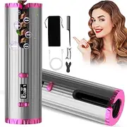 Cordless Hair Curler, Curling Iron Automatic Hair Curler with 6 Temps & Timer, Cordless Automatic Hair Curler, Ceramic Barrel Cordless Curling Iron, Fast Heating Spin Curling Irons for Styling