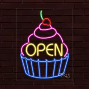NEW "OPEN" w/CUPCAKE LOGO 28x22x1 INCH LED FLEX WINDOW/WALL INDOOR SIGN 31244
