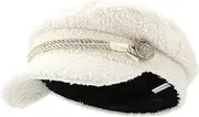 [COLLBATH] Warm and Stylish Lambwool Octagonal Hat by Women's Visor Cap Navy Blue Warm Accessory