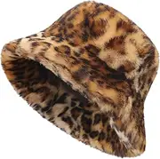 [PURFUN] Fluffy Faux Fur Bucket Hat for Men Women, Vintage 1920'S Cloche Hats Bowler Hat Winter Warm Driving Cycling Fisherman Cap