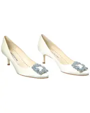 Manolo Blahnik Hangisi Bridal 50 Satin Pump (Authentic Pre-Loved)