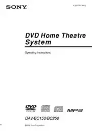 Sony DAV-BC150 BC250 Home Theater System Owners Manual
