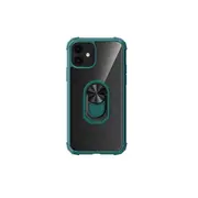 For Iphone 11 Pro Max Shockproof Transparent Tpu + Acrylic Protective Case With Ring Holder(Dark Green)