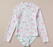 Girls size 16 Green pink Long sleeve zip Swimsuit bathers Target UPF50+ NEW 7320