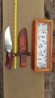Hand Forged Knife Made from Land Cruiser leaf Spring With Leather Sheath and Box