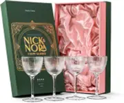 Vintage Art Deco Nick and Nora Coupe Glasses | Set of 4 | 5 Oz Crystal Ribbed Co