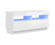 vidaXL TV Cabinet with LED Lights High Gloss White 80x35x40 cm