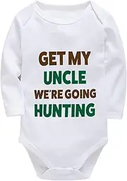 [WOOYONGING] Get My Uncle We're Going Hunting Bodysuit Baby Girl Long Sleeve Neutral Baby Bodysuit White Baby Boy Going Home O