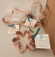 3 Wilton Copper Plated Christmas Cookie Cutters Stocking / Boy / Snowflake - New