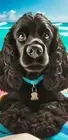 Cocker Spaniel Black Summer Fun Beach Towel