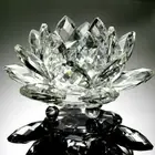 60mm Lotus Crystal Glass Figure Paperweight Feng Shui Decor Collection Ornament
