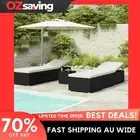 sun lounger adjustable cushion black cream white garden table 7662