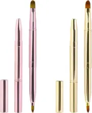 2 Pack Retractable Lip Brush for Lipstick Lip Gloss Double-Ended Lip Makeup Brus