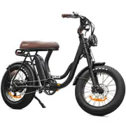 VALK Nomad Electric Fat Tyre Bike, 350W, 32km/hr, Throttle ebike, Disc Brakes, Shimano 7 spd, 20x4" Kenda, Suspension, Black