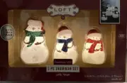 Loft Living 3 Piece Snowman Set Flameless LED Candle Set With Timer Christmas