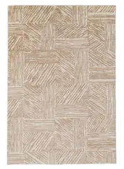 Chita Brown and Cream Geometric Washable Rug