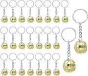 [uxcell] Disco Ball Keychain, 24 Pcs 70s Disco Keyring 3cm Disco Ball Party Favors Mirror Ball Keychain Party Supplies for Christmas Party Decorations, Gold