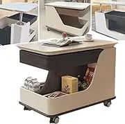 Movable Coffee Table, Small Mobile Nightstand with Wheels Trolley with 2-Tier Rolling Side Table, Versatile Couch & Lift Tray of Top for Living Room, Rotating Desk, Sofa C