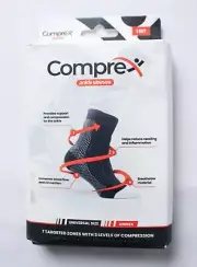 Comprex Unisex 3 Level Compression Ankle Sleeves ZG3 Black One Size NWT