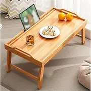 Cozioz Foldable Bamboo Bed Tray Table with Handles, Portable Breakfast for Eating & Working, Lap Desk Serving Tray for Snacks, Laptop, and Tablet,Burlywood