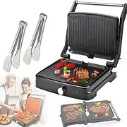 Electric Steak Machine，1200w Indoor Electric Panini Press Grill with Non-Stick Coating, 180°Double-Sided Constant Temperature Heating, Anti-Scald Handle,Easy to Clean, Panini Press for Egg Ham Steak