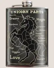 "Unicorn Parts" 8 oz. Stainless Steel Flask with Funnel