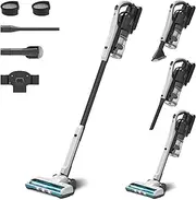 [Prisvacs] 25Kpa Ultra Lightweight Cordless Vacuum Cleaner with Anti-Tangle Floor Brush, 250W Brushless Motor, 2500mAh Fast Charging Battery for Pet Hair, Carpet