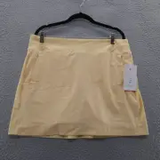 Athleta Womens Brooklyn Skort 16" Size 16 Yellow Pull On Performance Skirt NEW