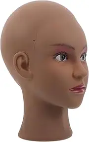 FRCOLOR Professional Bald Mannequin Head for Cosmetology Training Durable Brown Head Model for Wigs Hats Jewelry Display for Schools Photography