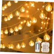 Globe String Lights, 33 Ft 100LED Crystal Globe Fairy String Warm Yellow