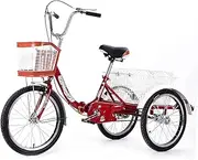 Adult Tricycles Foldable 20" Single Speed Pedal 3 Wheel Adult Trike Bike Cycling with Cargo Basket for Seniors Women Men Leisure Picnics&Shopping Gift, Tricycle