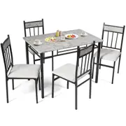 Costway 5PCs Dining Table Chairs Set Marble-Like Tabletop Dining Set