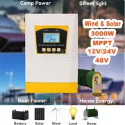 3000W Double MPPT Wind & Solar Hybrid Booster Charge Controller 12V/24VAuto 48V