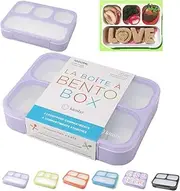 [kinsho] Bento Lunch Box for Kids Lunch-Boxes for Women Adults Girls Boys | Leakproof Snack Containers for Toddlers Tweens Pre-School Lunches BPA Free | Purple, 4 compartments (1 Pack)