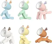 Peachloft Night Light,LED Cute Night Light Dog Rabbit Dinosaur Shape, Adjustable Phone Stand,Portable Reading Table Night Lamp for Kids Students (6Colors Deer)