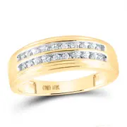 14k Yellow Gold Round Diamond Wedding 2-Row Band Ring 1/4 Cttw