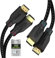 8K HDMI 2.1 Cable (2-Pack), 1.8m/6ft, Certified Ultra High Speed,48Gbps, 4K 144Hz 8K 60Hz, HDCP 2.3, Dynamic HDR, eARC, DTS:X, Supports Roku, Xbox Series X, PS5, Blu-ray, Apple, Smart TVs