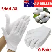 6 pairs White Cotton Work Gloves for Dry Hands Handling Film Gloves Ceremonial