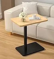 Hbluefat C Shaped End Table, Low Couch Side Table,Wood Couch Tables,Snack Table for Home Office Small Space Living Room, Bedroom (Wood)